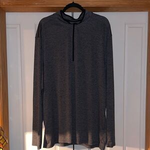 bcg Heather Charcoal Gray zip  front Performance Tee with Black Trim